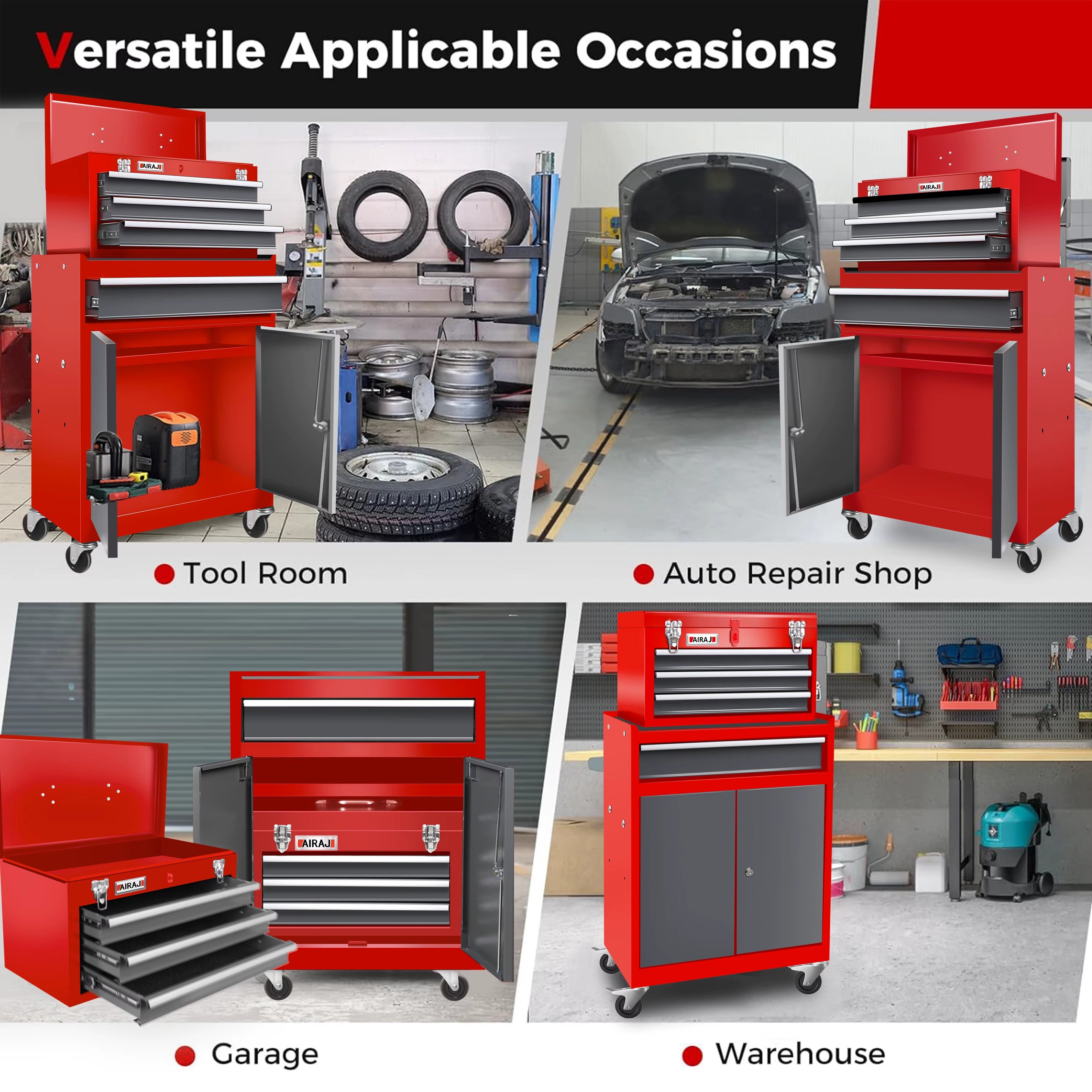 Cassetta portautensili con doppia anta e quattro cassetti